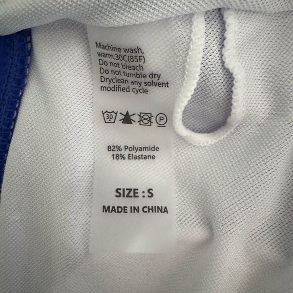 Viottiset Women's Bandeau One Piece Swimsuit Strapless High Cut Out Blue Small - Picture 7 of 8